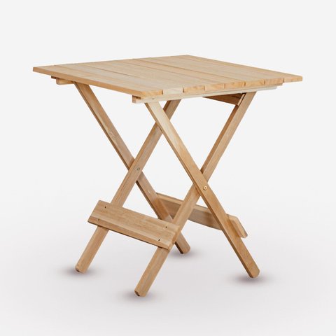 Mesa Dobrável 70x70cm em Madeira Maciça sem Pintura