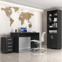 Ver imagem 1 de Kit 3 Peças com Escrivaninha Gávea, Gaveteiro e Armário Espresso Móveis