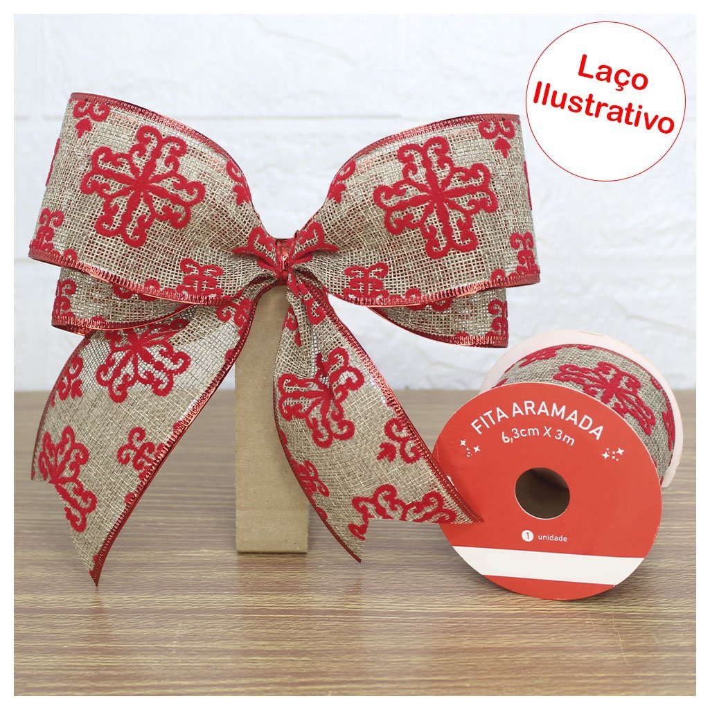 Kit 6 Rolo Fita Aramada Juta E Camurça Decoração Natalina 6,3cmx3m - 1