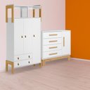 Ver imagem 1 de Conjunto Guarda Roupa C/nicho e Cômoda Sapateira Slim Branco