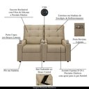 Ver imagem 3 de Poltrona Reclinável para Cinema Parma 2 Lugares Baú Usb Linho Bege Fh1 - D'Rossi