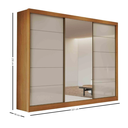 Ver imagem 2 de Guarda Roupa Casal com 1 Espelho Naturale Off 3 Portas de Correr em MDF Tokio Bianchi