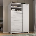 Ver mais imagens de Guarda Roupa Casal Atraente 2 Potas com Cômoda Sapateira Imperial 5 Gavetas Branco Absoluto Semi
