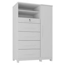 Ver imagem 6 de Guarda Roupa Casal Atraente 2 Potas com Cômoda Sapateira Imperial 5 Gavetas Branco Absoluto Semi