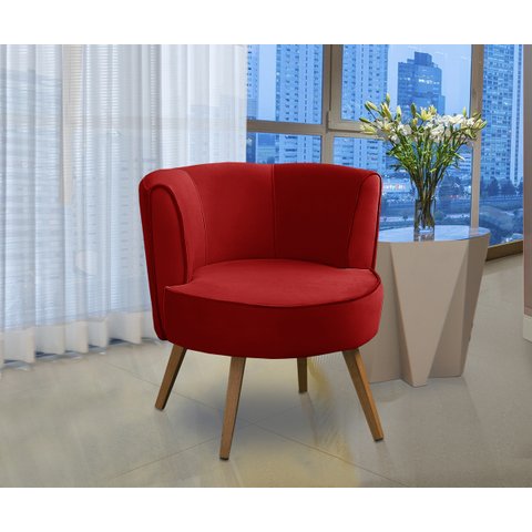 Poltrona Para Sala Decorativa Isadora Suede Vermelho Madelina Decor