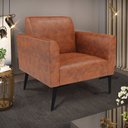 Ver imagem 1 de Poltrona Sala Decorativa Marisa Pé Villach Preto Sintético Pu D03 - D’Rossi