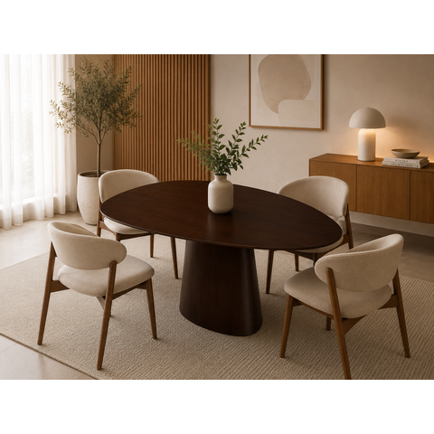 Mesa Jantar Orgânica Cone Canya 110x115cm - Tabaco