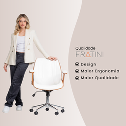 Cadeira de Escritório Ergonômica Giratória Fratini Kopenhagen Diretor Branca - 7