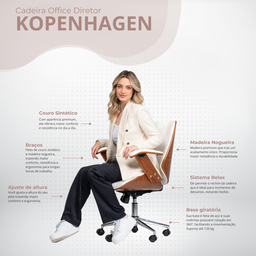 Cadeira de Escritório Ergonômica Giratória Fratini Kopenhagen Diretor Branca - 3