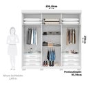 Ver imagem 3 de Guarda-Roupa Casal Ripado 6 Portas com Espelho 6 Gavetas 100% MDF 230cm Magnólia Espresso Móveis Branco/Cinamomo