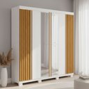 Ver imagem 1 de Guarda-roupa Casal 230,10cm 6 Portas Ripado 6 Gavetas com Espelho 100% Mdf Magnólia Espresso Móveis