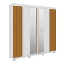 Ver imagem 2 de Guarda-Roupa Casal Ripado 6 Portas com Espelho 6 Gavetas 100% MDF 230cm Magnólia Espresso Móveis Branco/Cinamomo
