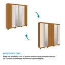 Ver imagem 4 de Guarda-Roupa Casal Ripado 6 Portas com Espelho 6 Gavetas 100% MDF 230cm Magnólia Espresso Móveis Off White/Cinamomo
