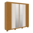 Ver imagem 2 de Guarda-Roupa Casal Ripado 6 Portas com Espelho 6 Gavetas 100% MDF 230cm Magnólia Espresso Móveis Off White/Cinamomo