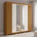 Ver imagem 1 de Guarda-roupa Casal 230,10cm 6 Portas Ripado 6 Gavetas com Espelho 100% Mdf Magnólia Espresso Móveis