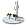 Prato Bandeja Giratória Sobrepo Centro Mesa Mdf Laqueado com Vidro Fixo 60cm - 6