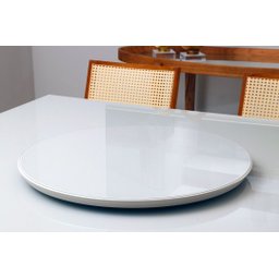 Prato Bandeja Giratória Sobrepo Centro Mesa Mdf Laqueado com Vidro Fixo 60cm - 4