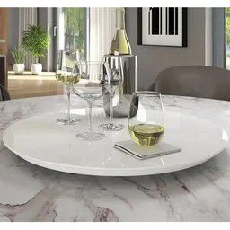 Prato Bandeja Giratória Sobrepo Centro Mesa Mdf Laqueado com Vidro Fixo 60cm - 1