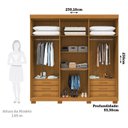 Ver imagem 3 de Guarda-roupa Casal 230,10cm 6 Portas Ripado 6 Gavetas com Espelho 100% Mdf Magnólia Espresso Móveis