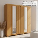 Ver imagem 7 de Guarda-roupa Casal 230,10cm 6 Portas Ripado 6 Gavetas com Espelho 100% Mdf Magnólia Espresso Móveis