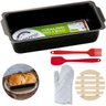 Forma de Pão Retangular Média Antiaderente 1,3l + Luva Térmica + Pincel + Espátula + Descanso Panela - 1