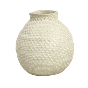 Vaso em Cerâmica Bojudo Decorativo Bege para Arranjos Médio