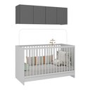 Ver imagem 1 de Berço 3 em 1 com Colchão e Armário Aéreo 4 Portas Multimóveis Mp4149 Branco/grafite