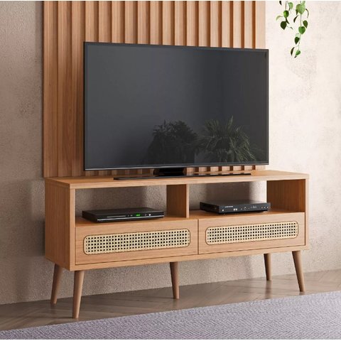 Tb335 Rack Tela Sintetica 135cm C/ 2 Gavetas - Freijó