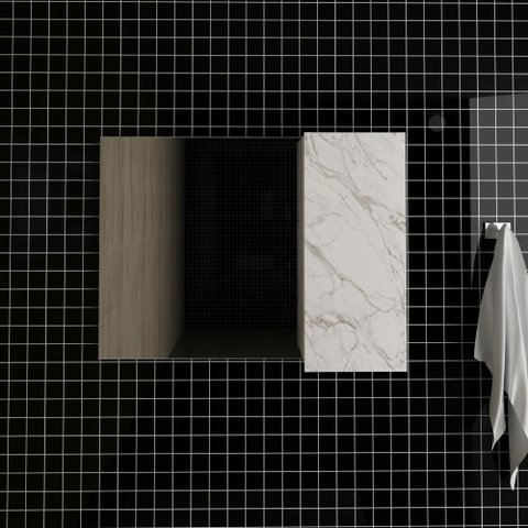 Espelheira para Banheiro Bn3602 Branco Cor: Mármore Branco