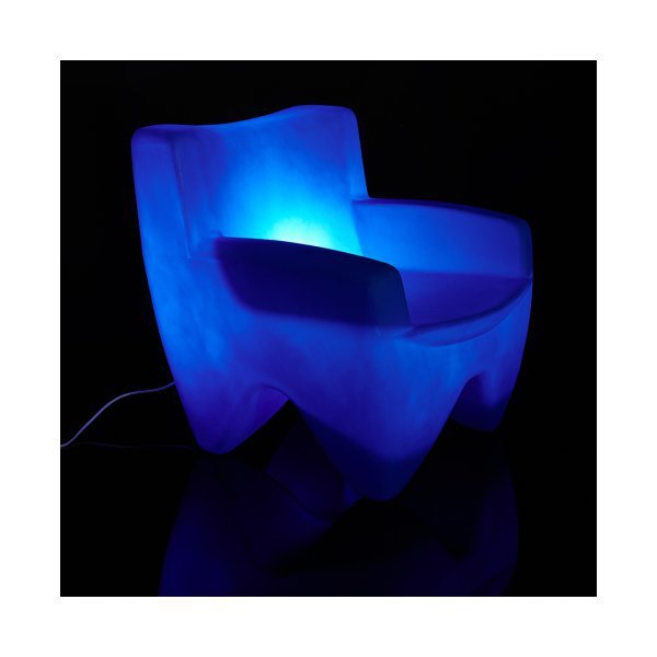 Poltrona Decorativa para Quarto e Sala Cadeira de Plástico Joker Azul Iluminada Freso - 1