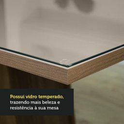 Conjunto Sala de Jantar Mesa Tampo de Vidro 4 Cadeiras Rustic/crema/preto Perla Madesa - 5