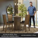 Ver imagem 4 de Conjunto Sala de Jantar Mesa Tampo de Vidro 4 Cadeiras Rustic/crema/preto Perla Madesa