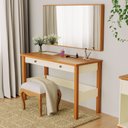 Ver imagem 1 de Penteadeira com Espelho 120 cm Ananda CabeCasa MadeiraOriginals Branco/Off-White/Mel