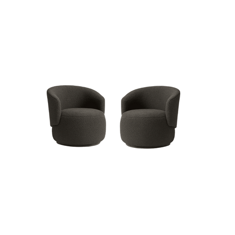 Kit 02 Poltronas Orgânica Decorativa Beatriz Boucle Cinza Escuro - Montanaris Decor