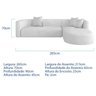 Sofá Modular Sala de Estar Decoração Luxo 265cm Lado Esquerdo Bouclé Celinne Luxuoso - 3