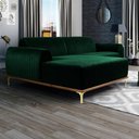 Ver imagem 2 de Sofá 230cm 4 Lugares com Chaise Esquerdo Pés Gold Molino C-303 Veludo Verde Musgo - Domi