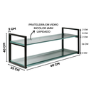 Ver imagem 3 de Prateleira com 2 Andares em Vidro e Suportes em Metalon Rosê - 40x25x60