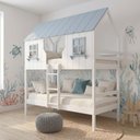 Ver imagem 1 de Beliche Casinha Encantada Madeira Maciça Branco/ Azul Housin