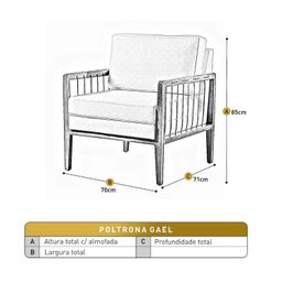 Poltrona Decorativa Gael Madeira Maciça - 3