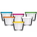 Ver imagem 1 de Kit 6 Potes Americanos Tigelas Pequenas de Vidro 150ml Marinex com Tampa Plástica Colorida