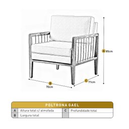 Poltrona Decorativa Gael Madeira Maciça - 3