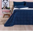 Ver imagem 4 de Kit Cobre Leito Colcha Dupla Face Micropercal 200 Fios Casal 3 peças Petit Poá:Azul Marinho