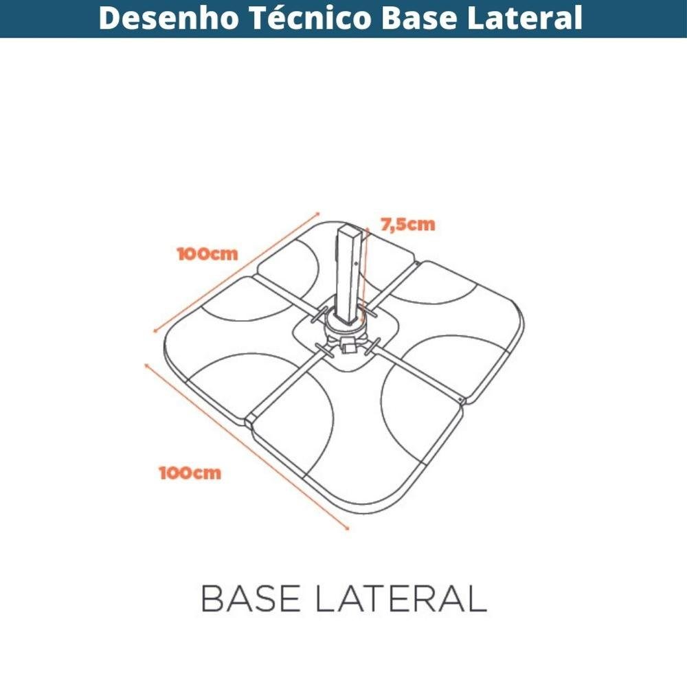 Ombrelone Lateral Tulum Trancoso Tulum Fratini 300 Cm Aluminio Fendi Capa Poliéster Base Lateral Hdp - 3