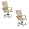 Kit 2 Cadeira Escritório Esteirinha Giratória Alta - Bege - 1
