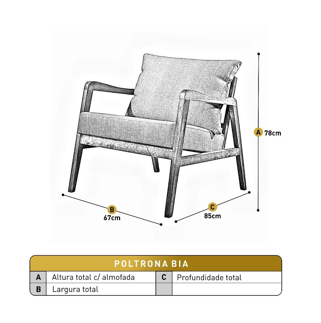 Poltrona Decorativa Bia Luxo Madeira Maciça - 4