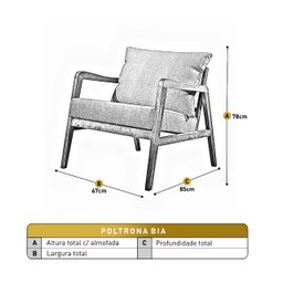 Poltrona Decorativa Madeira Maciça Bia Luxo - 4