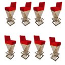 Ver imagem 1 de Kit 08 Banquetas Luma Base de Ferro Sued Vermelho - D'classe Decor