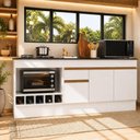 Ver imagem 2 de Kit Balcão de Cozinha para Pia e Cooktop/Forno com Rodapé 190cm Veneza Multimóveis MP2995 Branco/