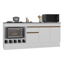 Ver imagem 1 de Kit Balcão de Cozinha para Pia e Cooktop/Forno com Rodapé 190cm Veneza Multimóveis MP2995 Branco/