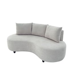 Sofa Orgânico Curvo Feijão 195cm Boucle Bege Venus Estofama - 1